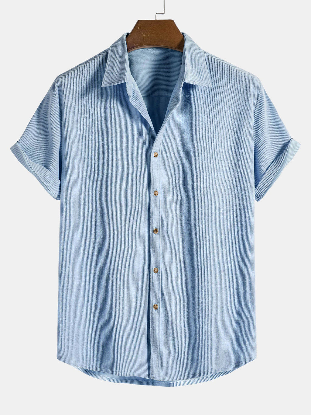 Conjunto de camisa y pantalón corto de pana con botones y mangas cortas