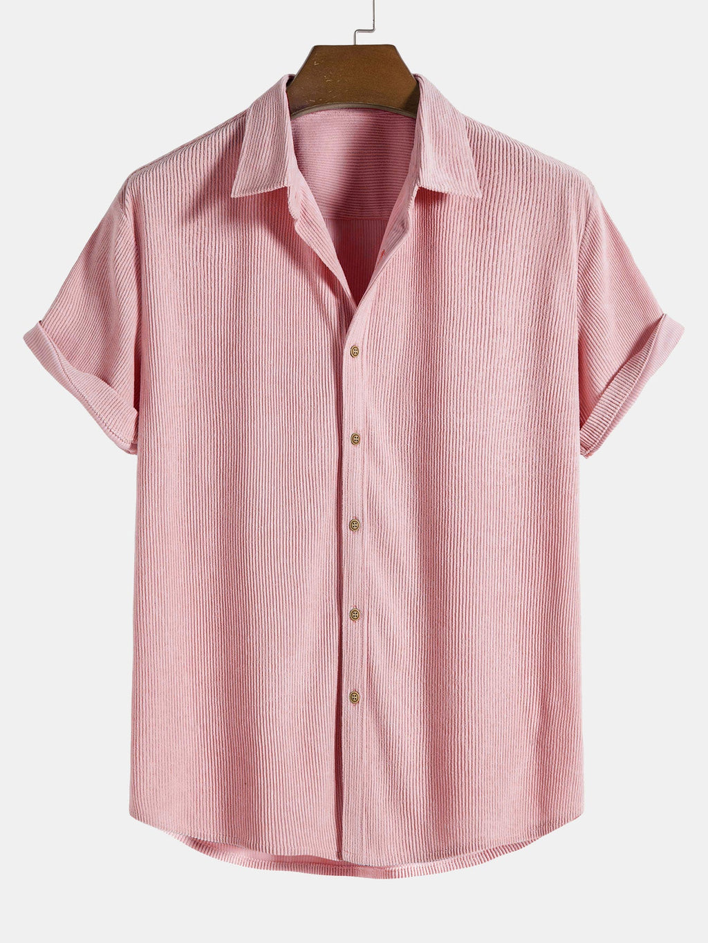 Conjunto de camisa y pantalón corto de pana con botones y mangas cortas