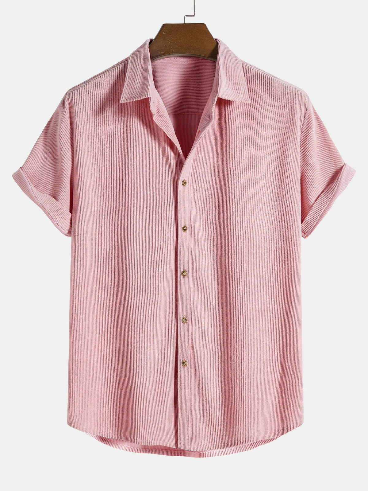 Conjunto de camisa y pantalón corto de pana con botones y mangas cortas