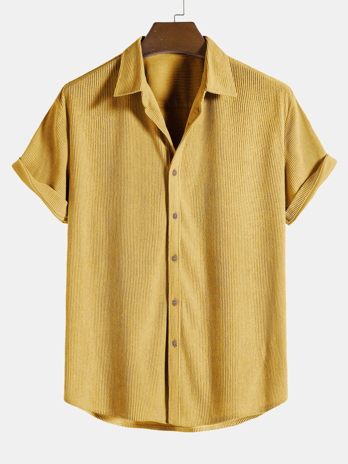 Conjunto de camisa y pantalón corto de pana con botones y mangas cortas