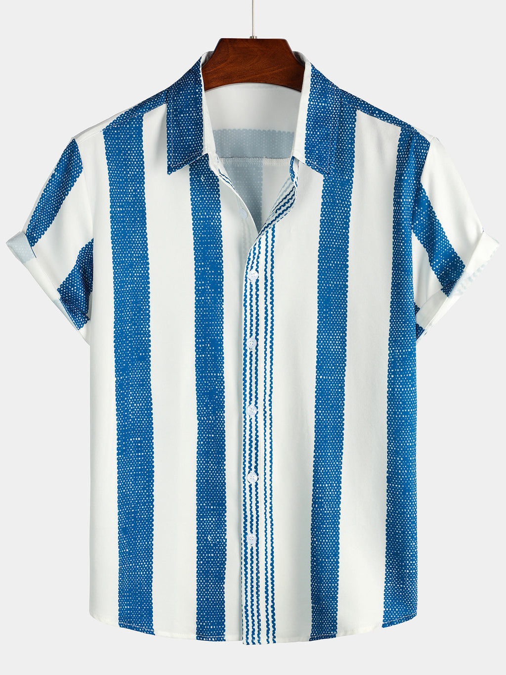Camisa casual azul de manga corta para hombre