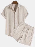 Conjunto de camisa y pantalón corto de pana con botones y mangas cortas