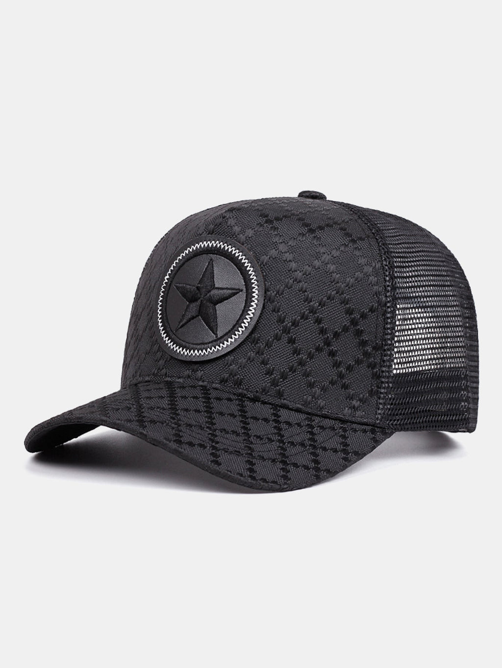 Gorra Trucker con Elegante Diseño de Diamantes y Emblema de Estrella | Gorra Casual de Béisbol con Parte Trasera de Malla y Cierre Snapback Ajustable para la Calle