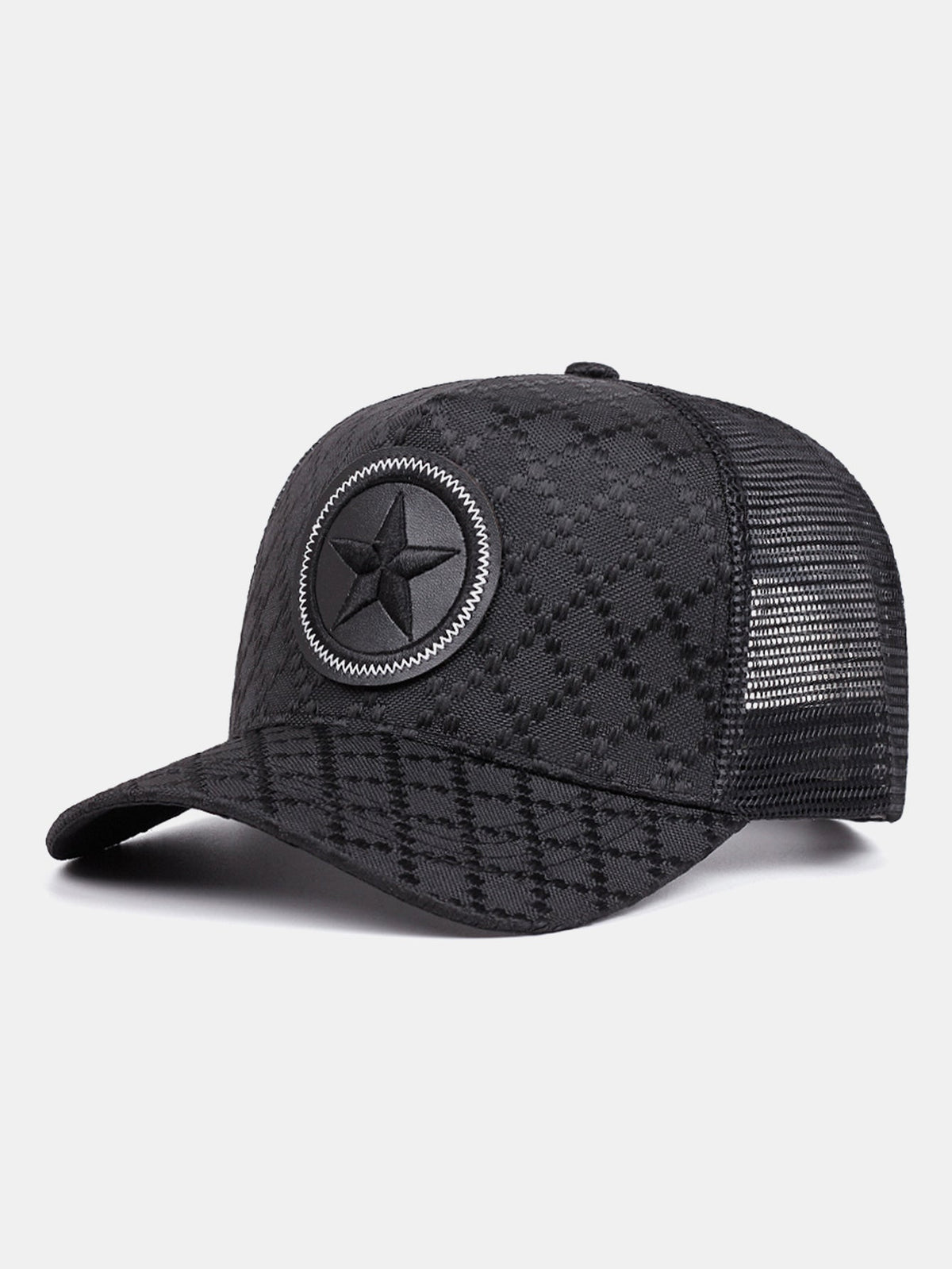 Gorra Trucker con Elegante Diseño de Diamantes y Emblema de Estrella | Gorra Casual de Béisbol con Parte Trasera de Malla y Cierre Snapback Ajustable para la Calle