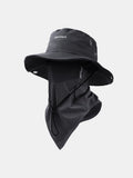 Sombrero de sol de ala ancha plegable con mascarilla facial de malla transpirable para exteriores