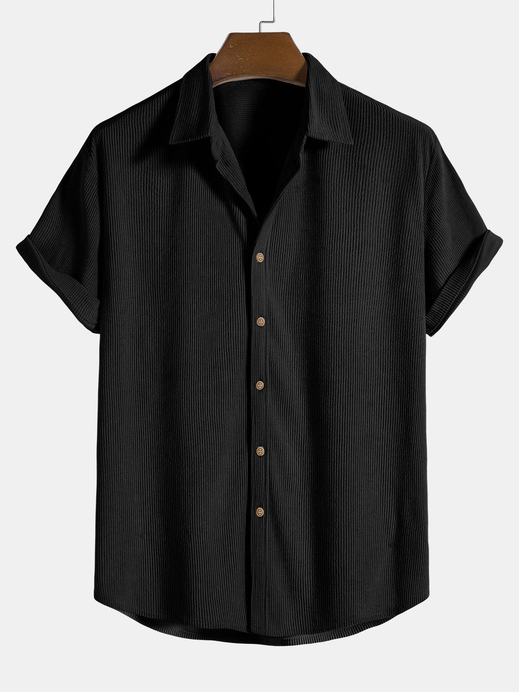 Conjunto de camisa y pantalón corto de pana con botones y mangas cortas