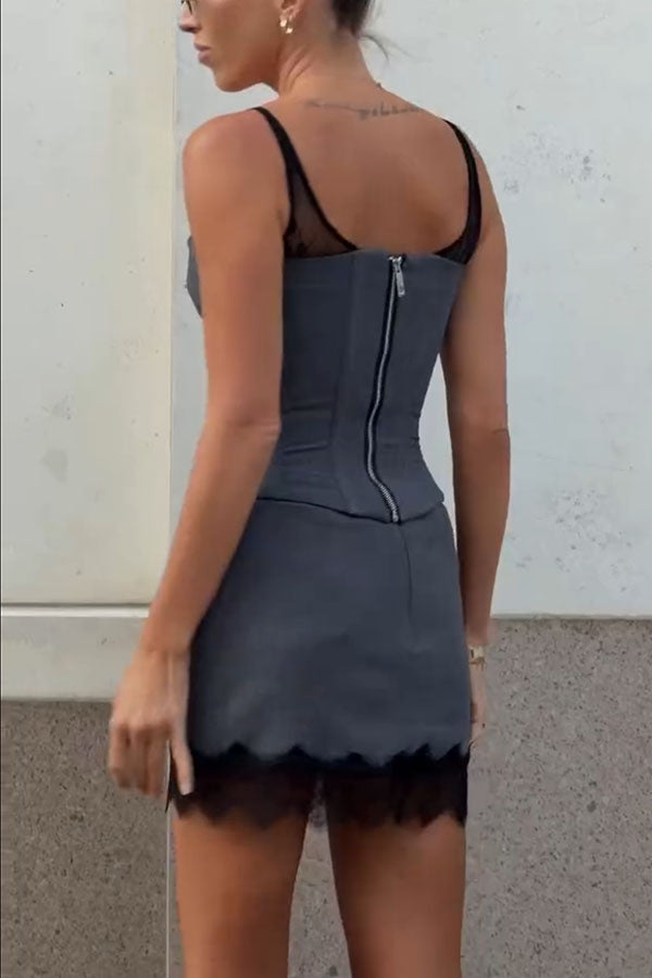Falda mini de talle alto