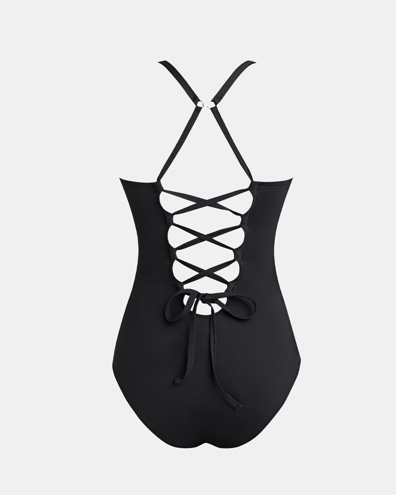 Traje de baño de una pieza con escote