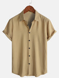 Camisa para hombre, de manga corta, color sólido