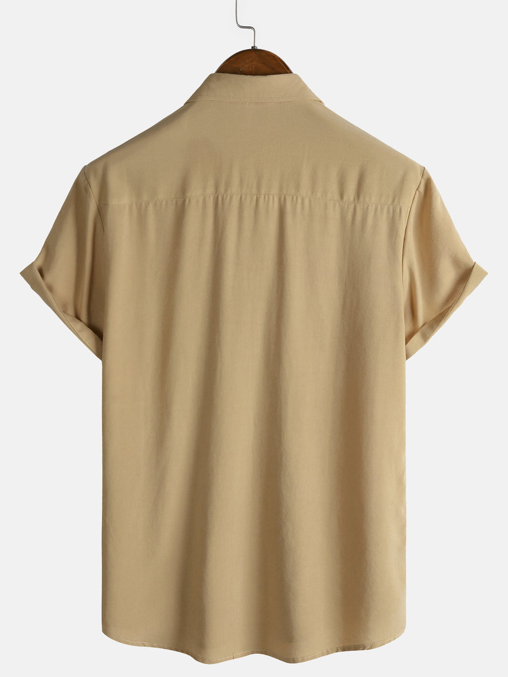 Camisa para hombre, de manga corta, color sólido