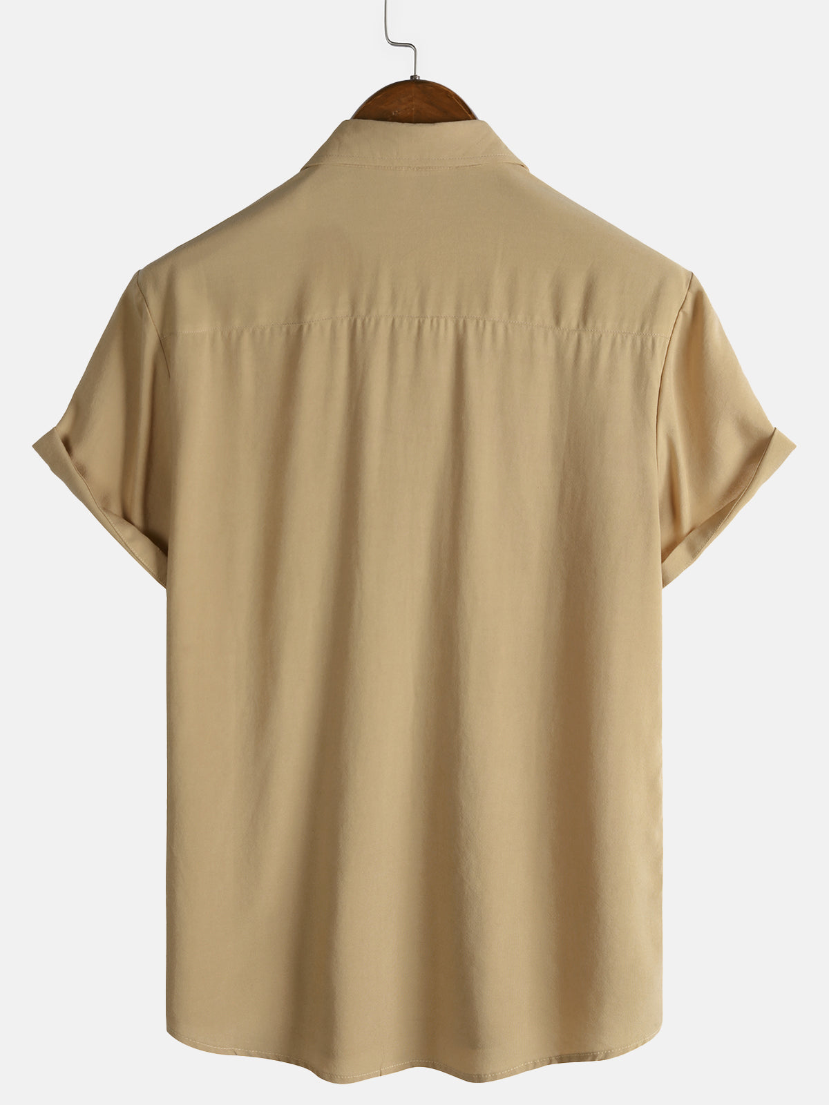 Camisa para hombre, de manga corta, color sólido