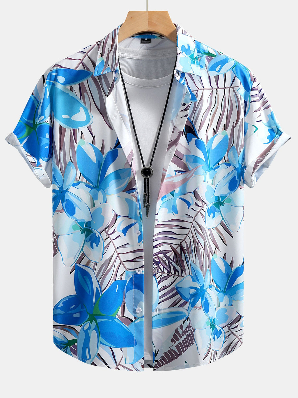 Conjunto de Camisa Abotonada con Estampado Floral Botánico y Pantalones Cortos de Baño
