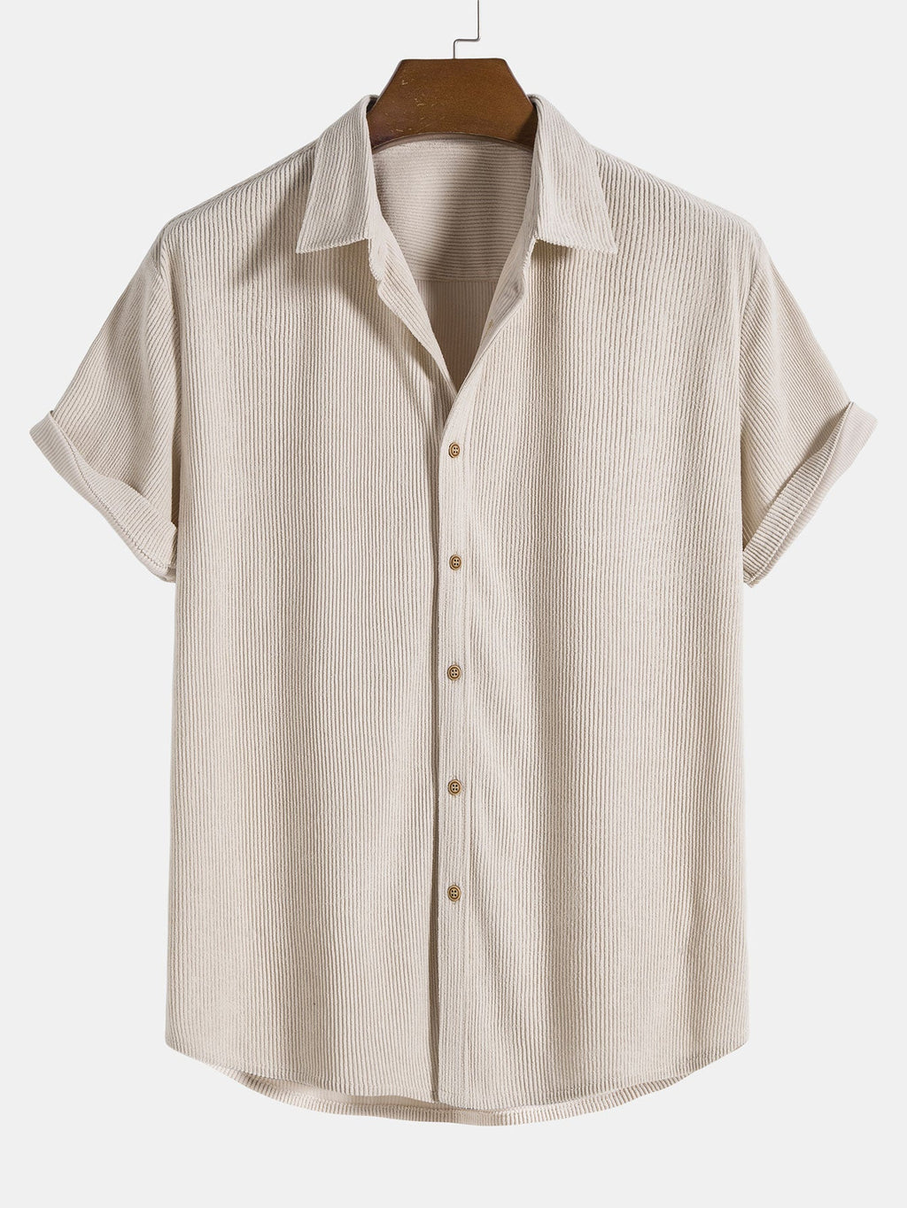Conjunto de camisa y pantalón corto de pana con botones y mangas cortas