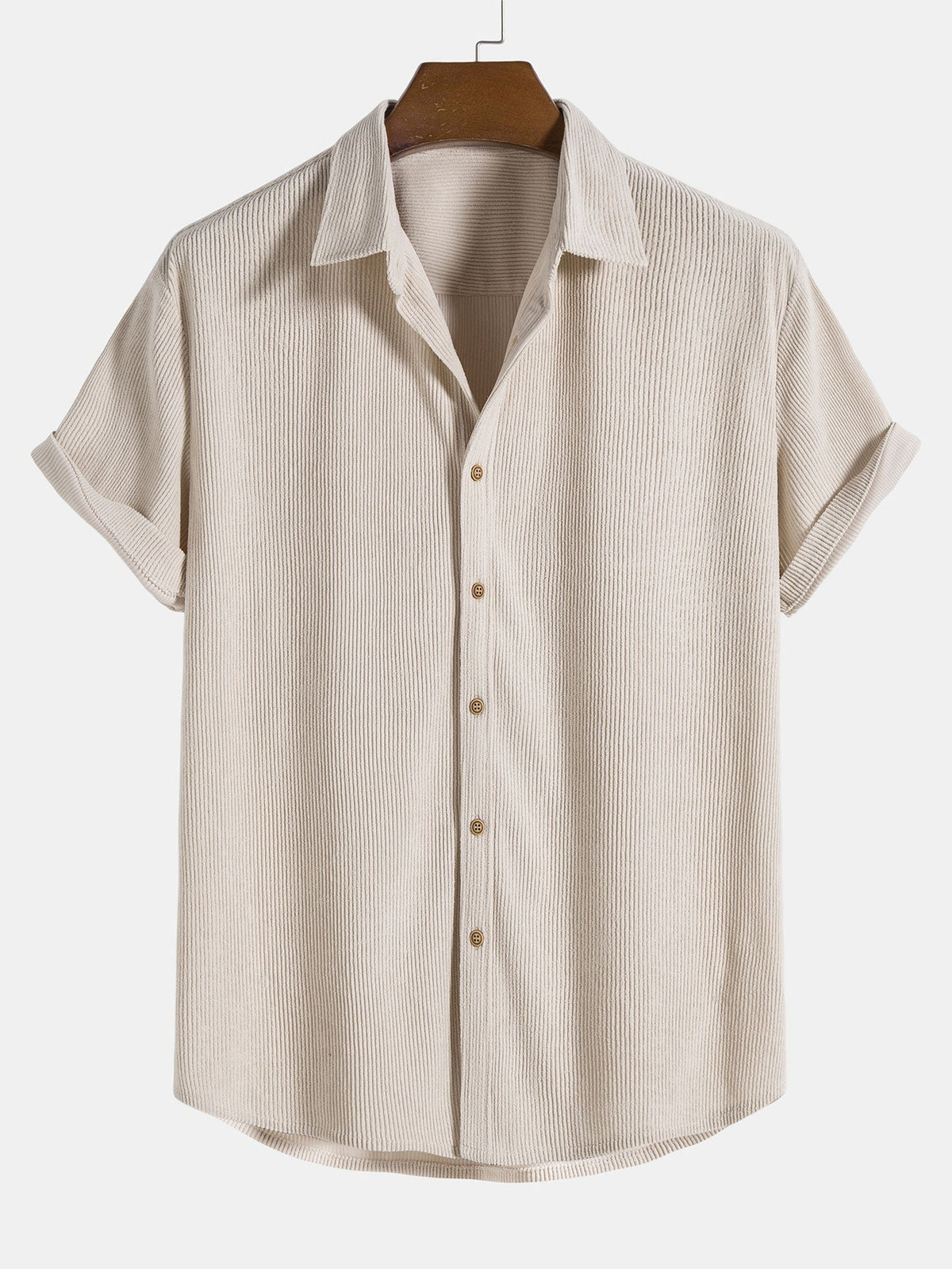 Conjunto de camisa y pantalón corto de pana con botones y mangas cortas