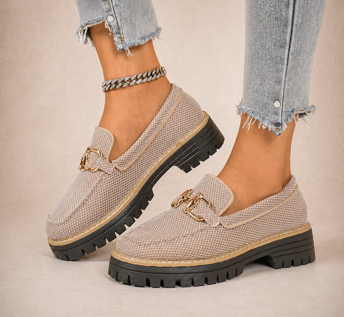 Mocasines Transpirables de Malla con Suela Gruesa y Estilo Moderno