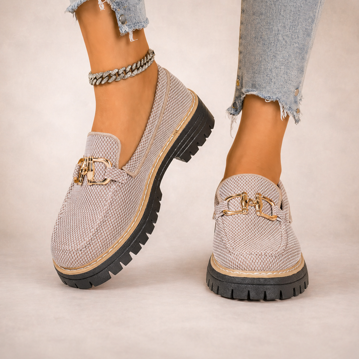Mocasines Transpirables de Malla con Suela Gruesa y Estilo Moderno