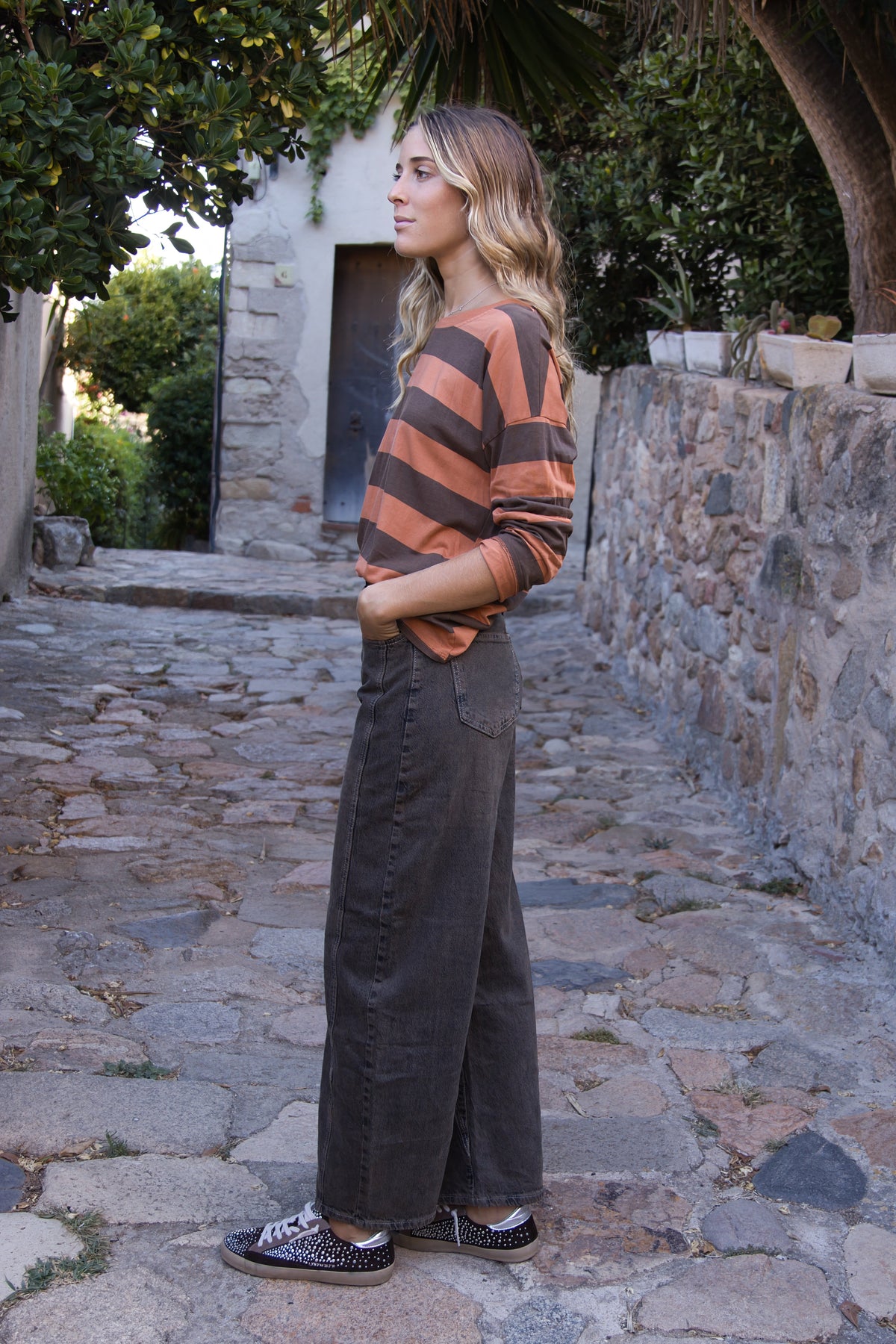 Pantalones  Cruzado Color Chocolate de Corte Moderno