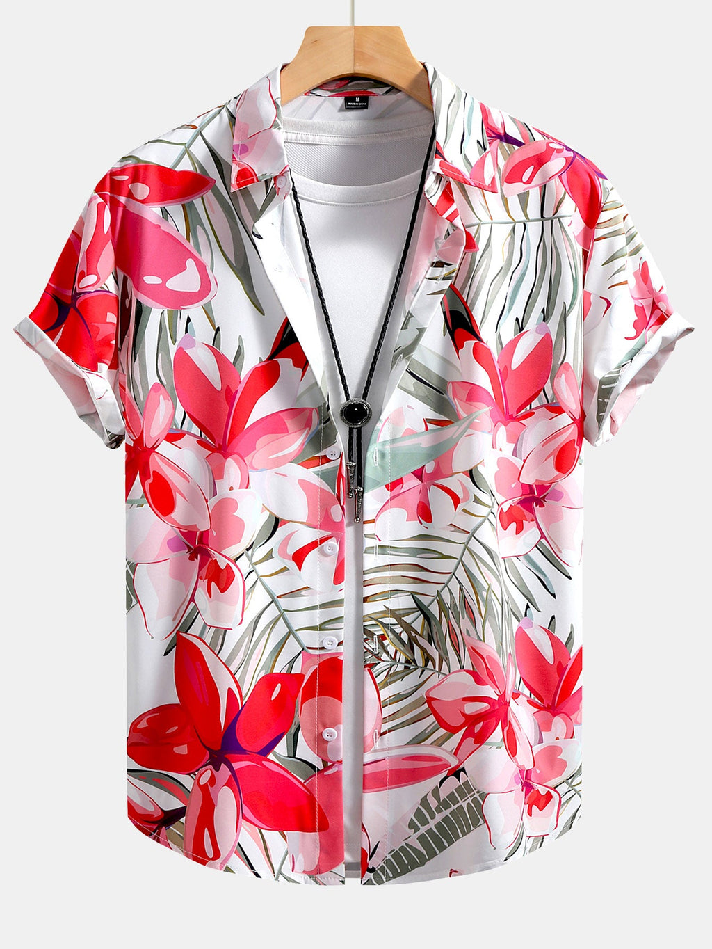 Conjunto de Camisa Abotonada con Estampado Floral Botánico y Pantalones Cortos de Baño
