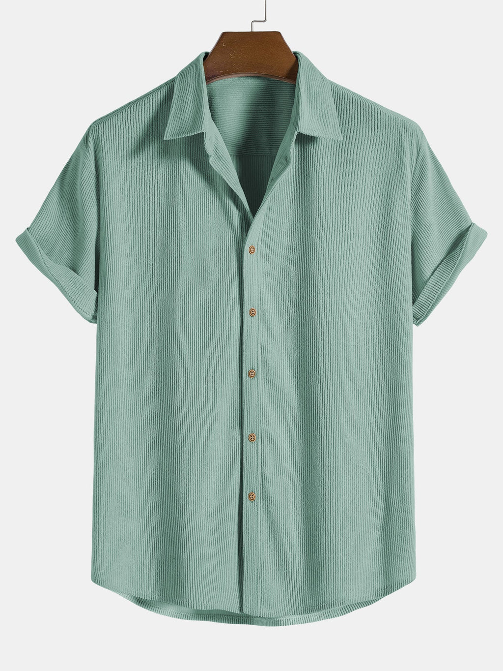Conjunto de camisa y pantalón corto de pana con botones y mangas cortas