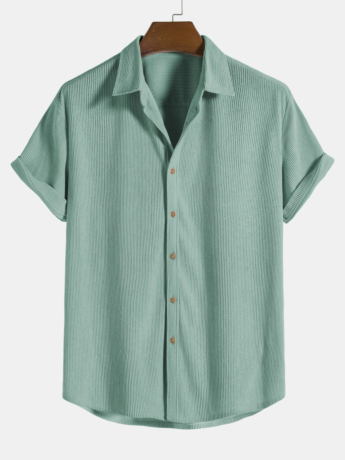 Conjunto de camisa y pantalón corto de pana con botones y mangas cortas