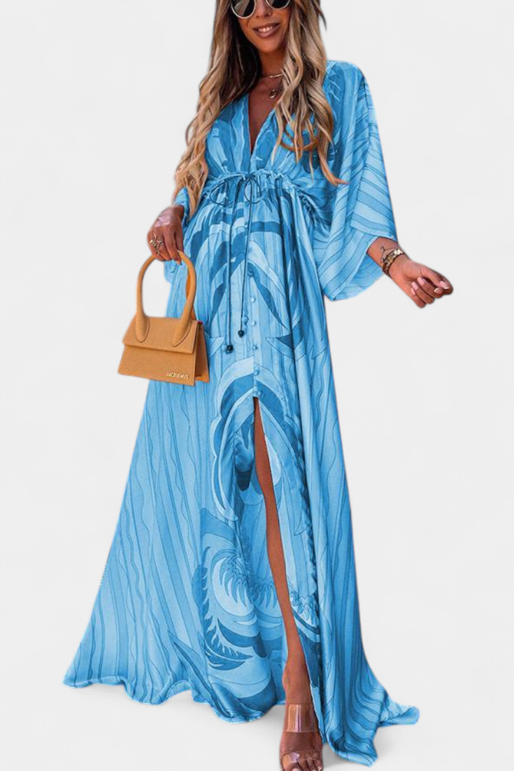 Joelle | Vestido maxi arcoíris con escote en V