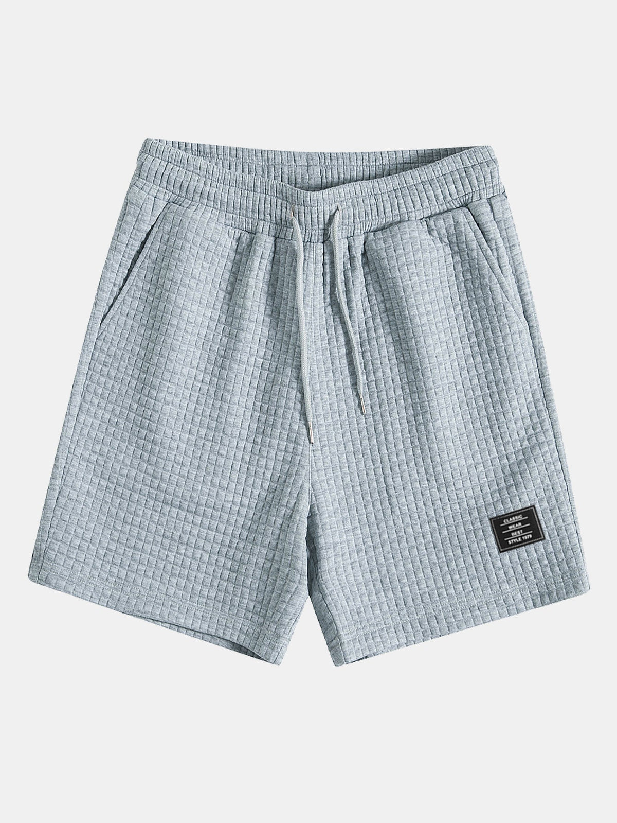 Conjunto de camiseta de manga corta de tejido waffle con dobladillo curvado y pantalones cortos
