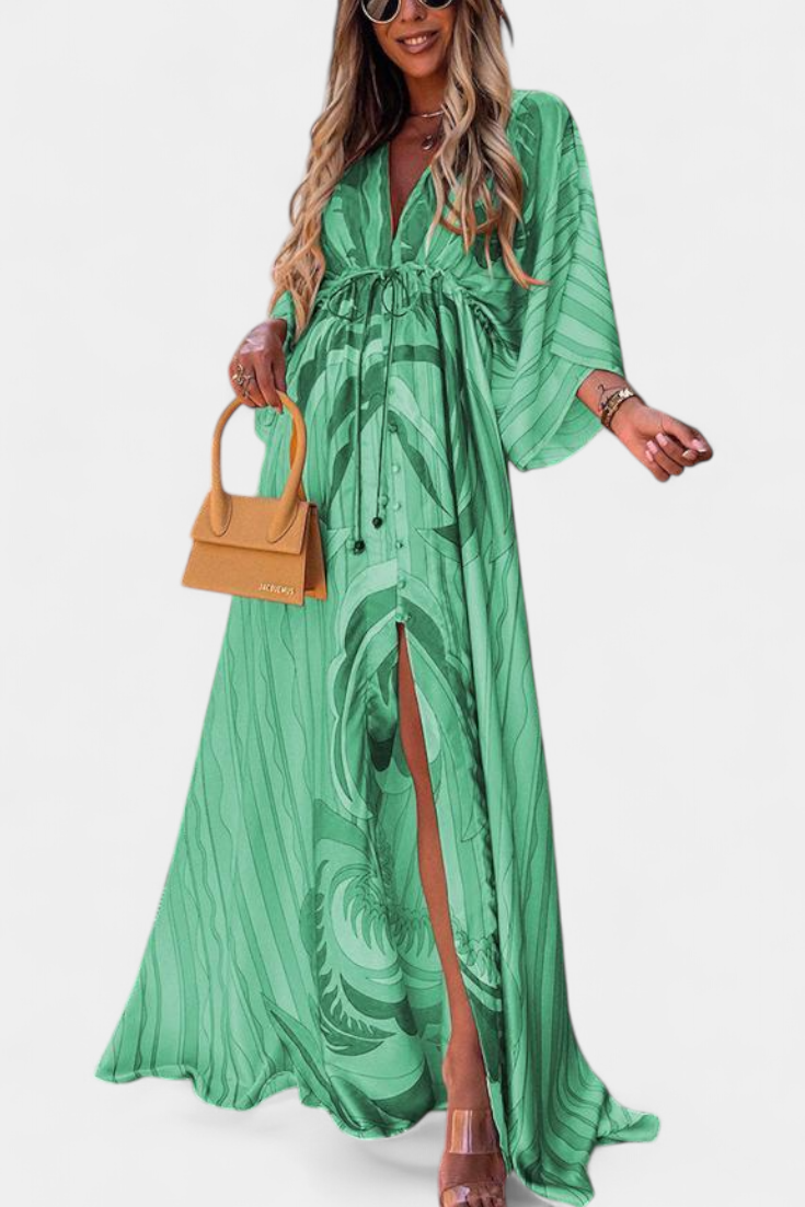 Joelle | Vestido maxi arcoíris con escote en V