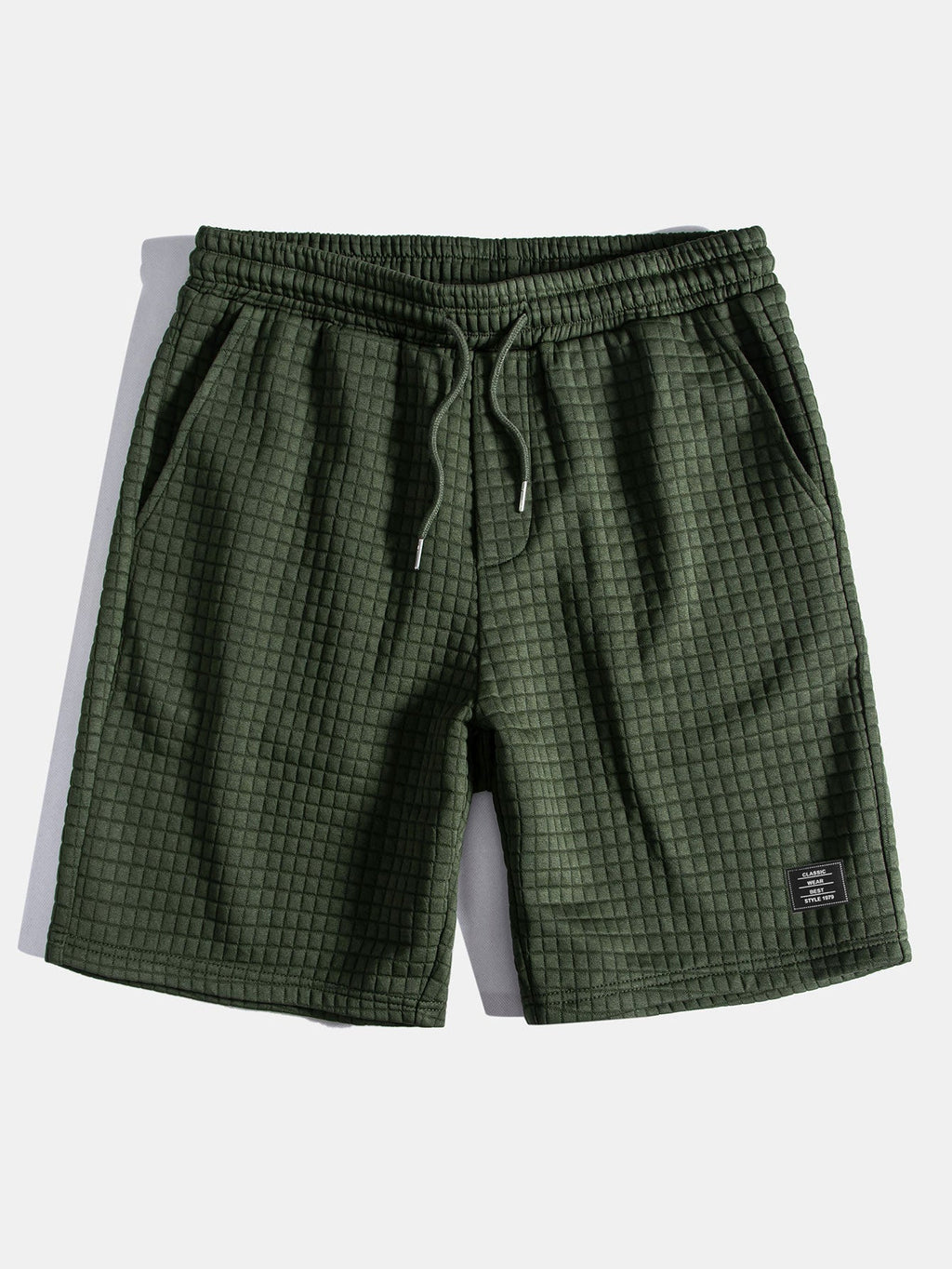 Conjunto de camiseta de manga corta de tejido waffle con dobladillo curvado y pantalones cortos