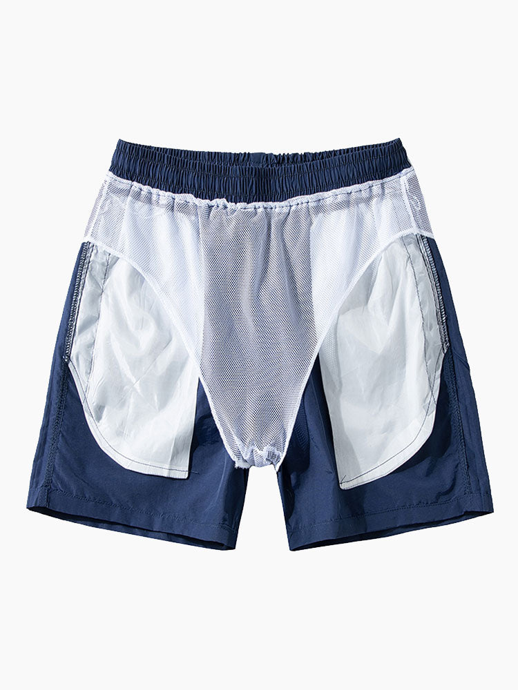 Conjunto de camisa abotonada con estampado geométrico y pantalones cortos de baño