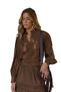 Blusa Boho Camel Elegante y Versátil