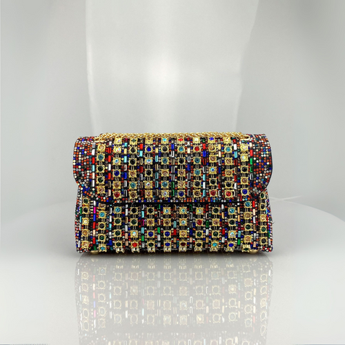 Alba | Elegante bolso de hombro con cadena sofisticada y diamantes de colores