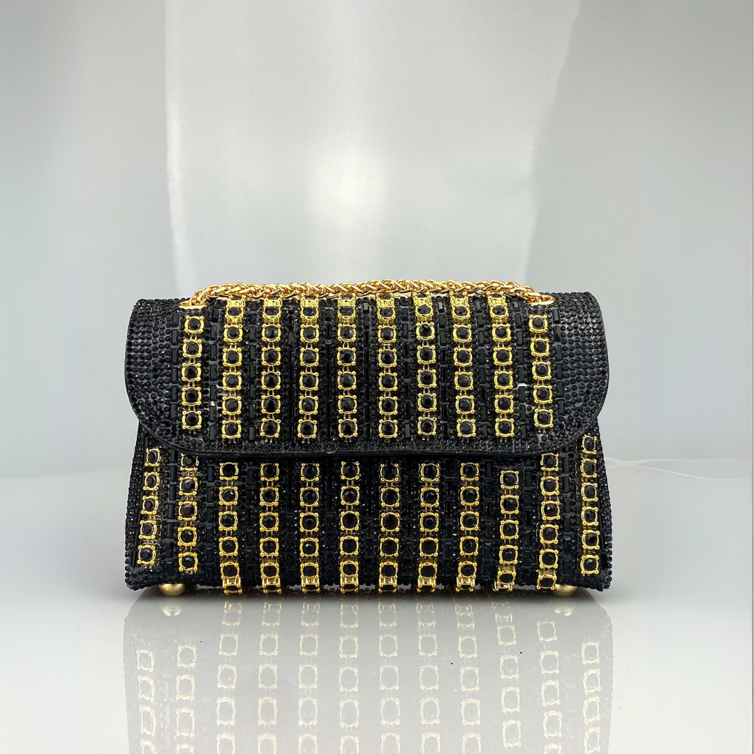 Alba | Elegante bolso de hombro con cadena sofisticada y diamantes de colores