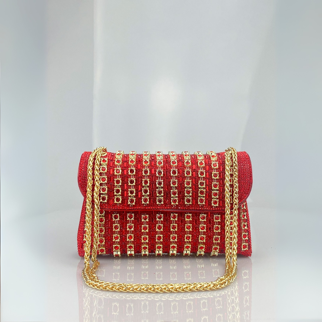 Alba | Elegante bolso de hombro con cadena sofisticada y diamantes de colores