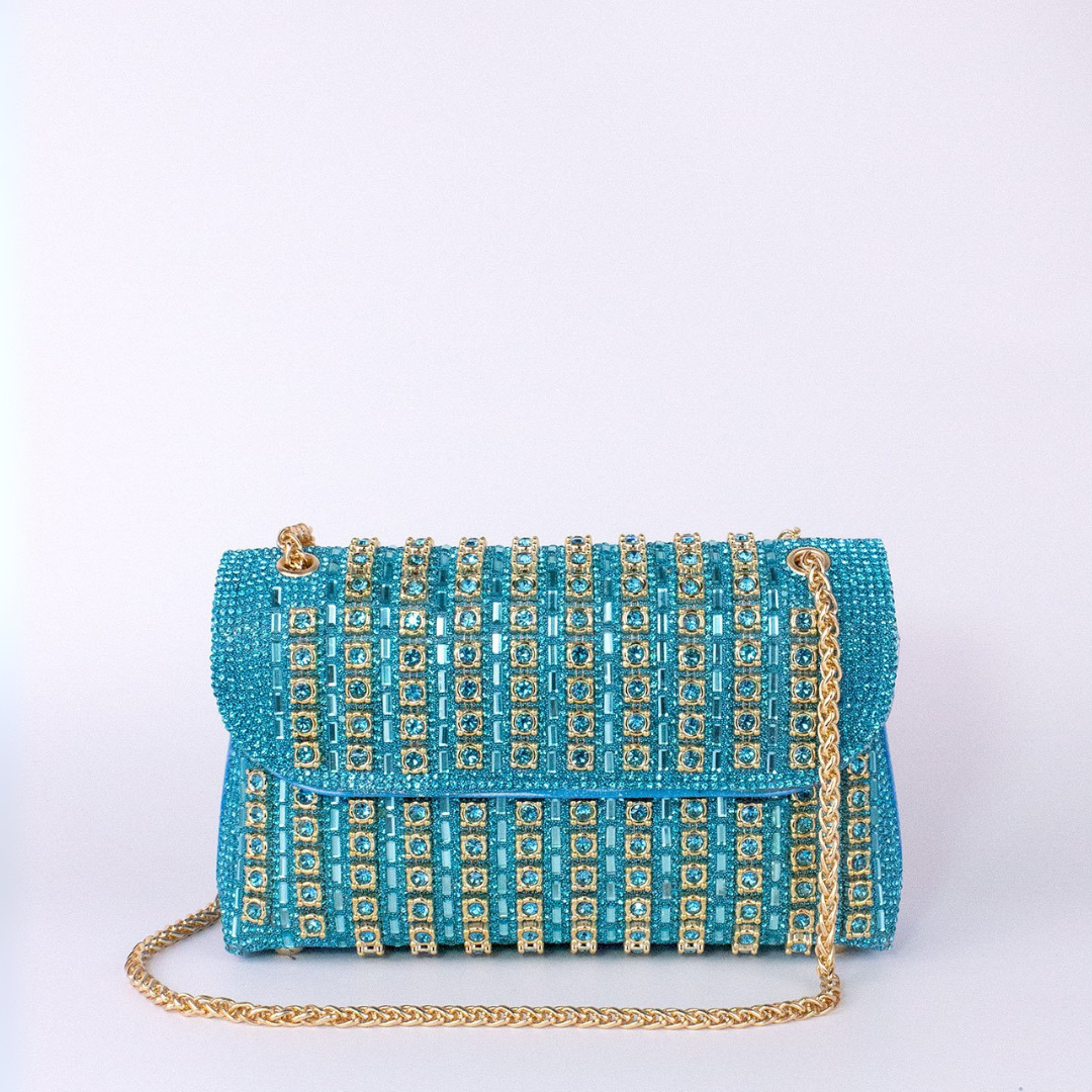 Alba | Elegante bolso de hombro con cadena sofisticada y diamantes de colores