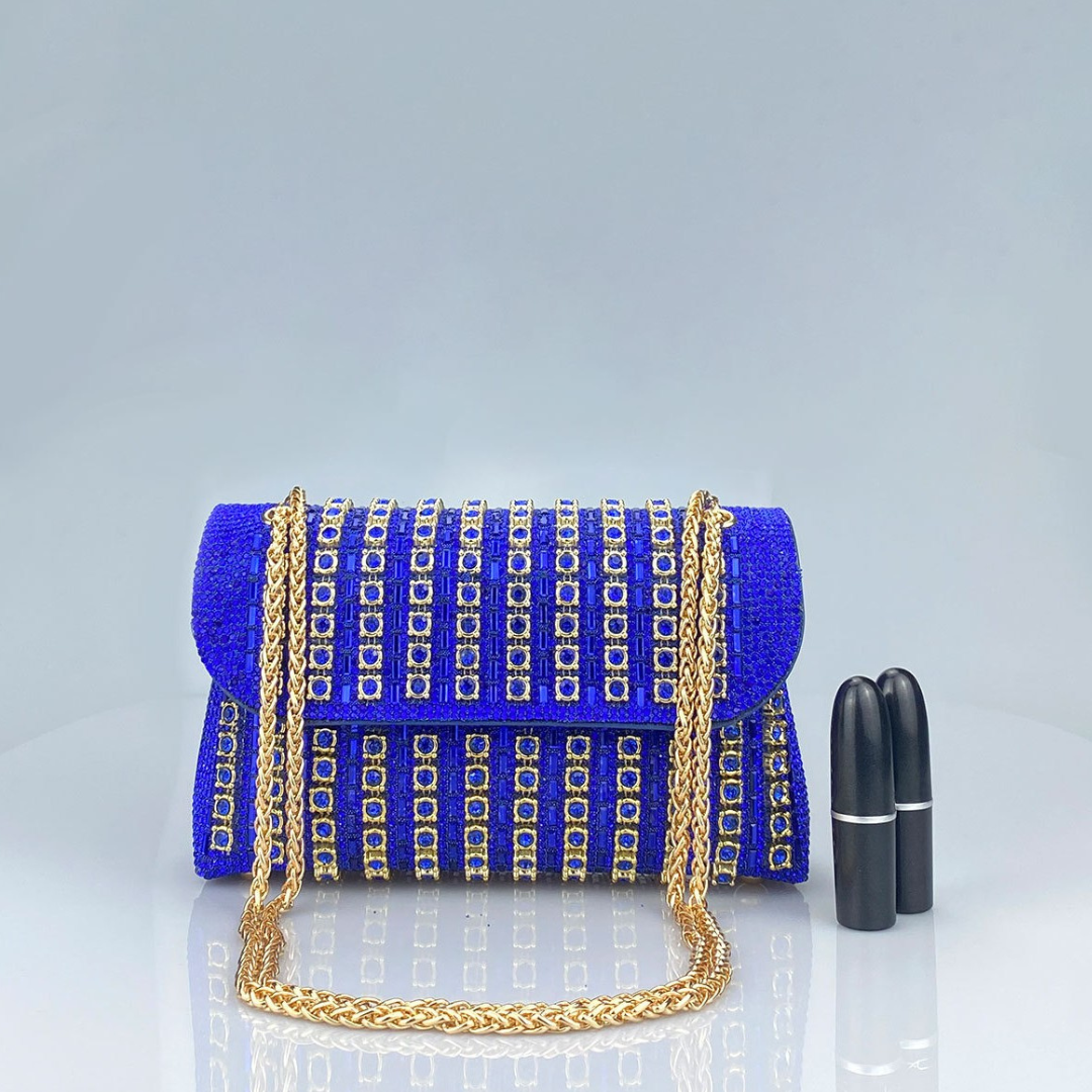 Alba | Elegante bolso de hombro con cadena sofisticada y diamantes de colores