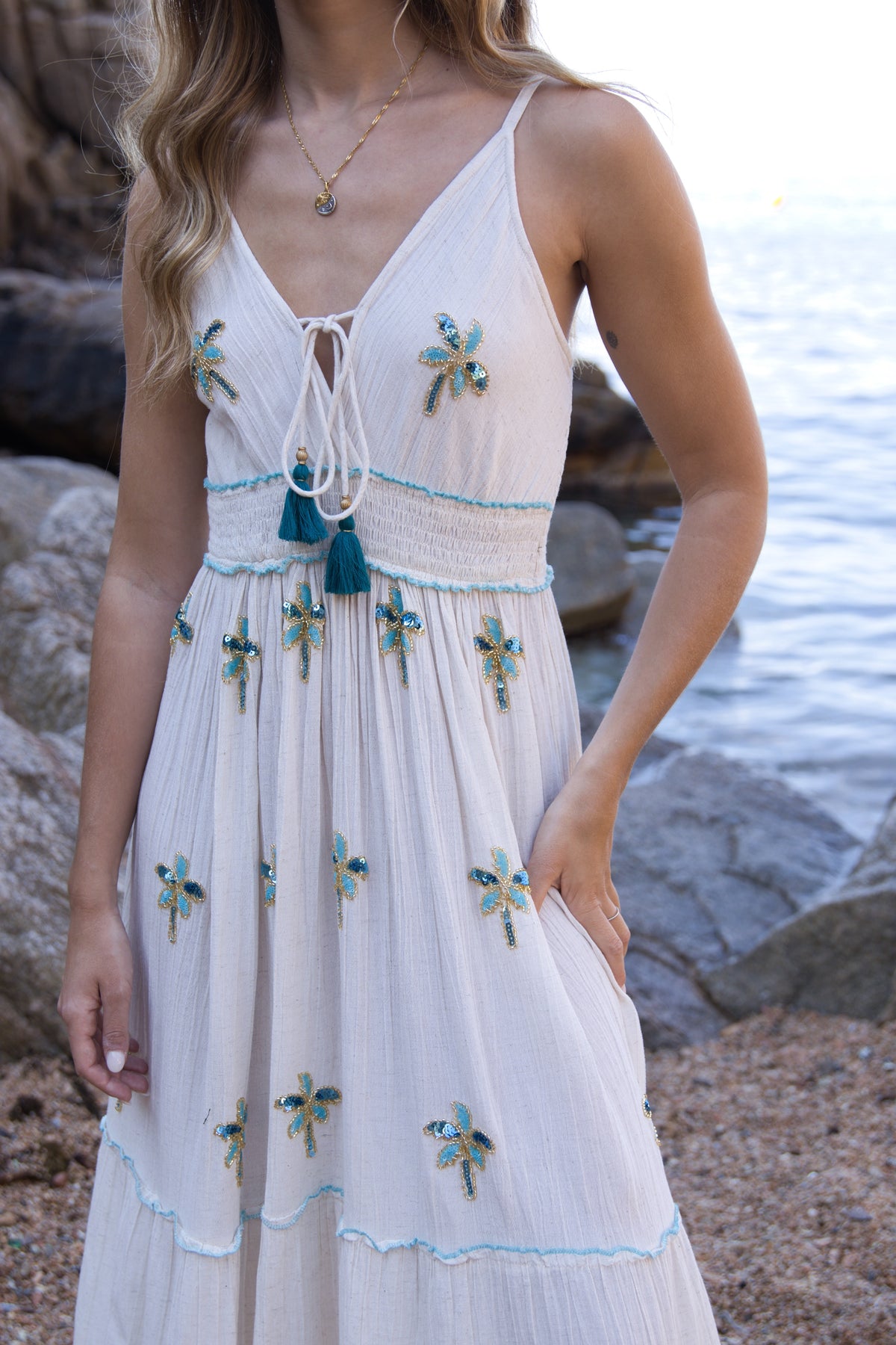 Vestido Largo Palm Beach Elegante
