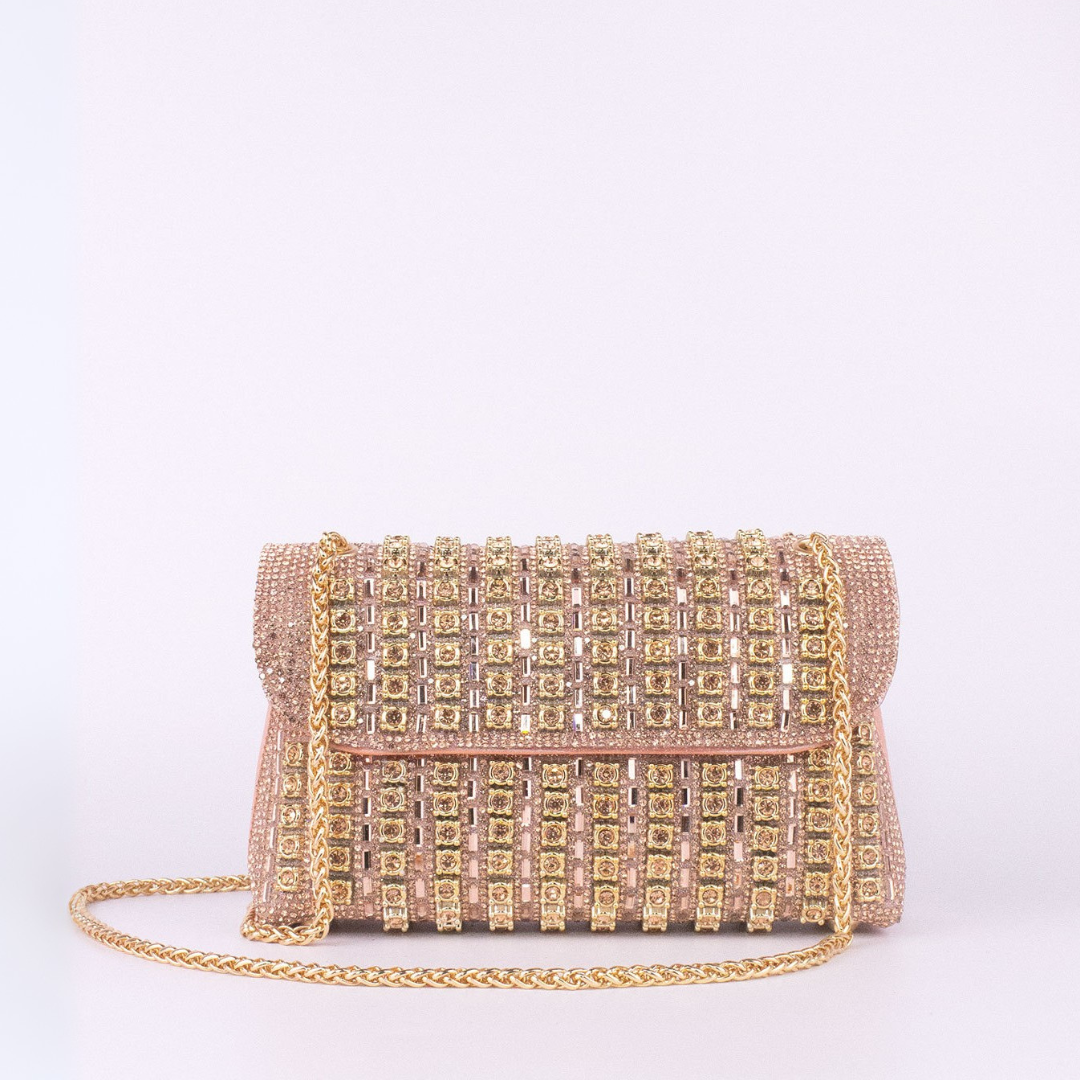Alba | Elegante bolso de hombro con cadena sofisticada y diamantes de colores