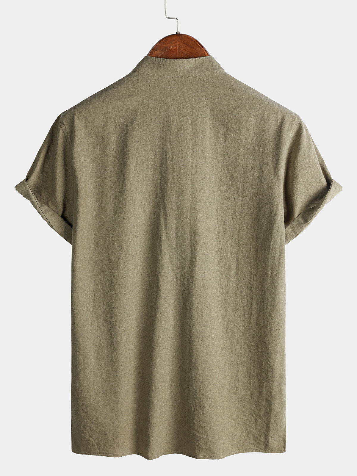 Camisa casual de manga corta para hombre con media botonadura
