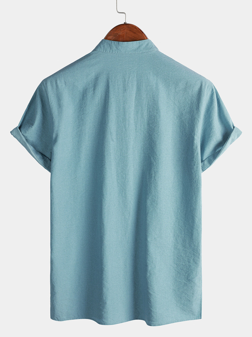 Camisa casual de manga corta para hombre con media botonadura