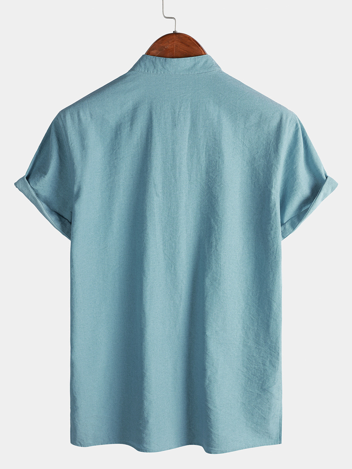 Camisa casual de manga corta para hombre con media botonadura