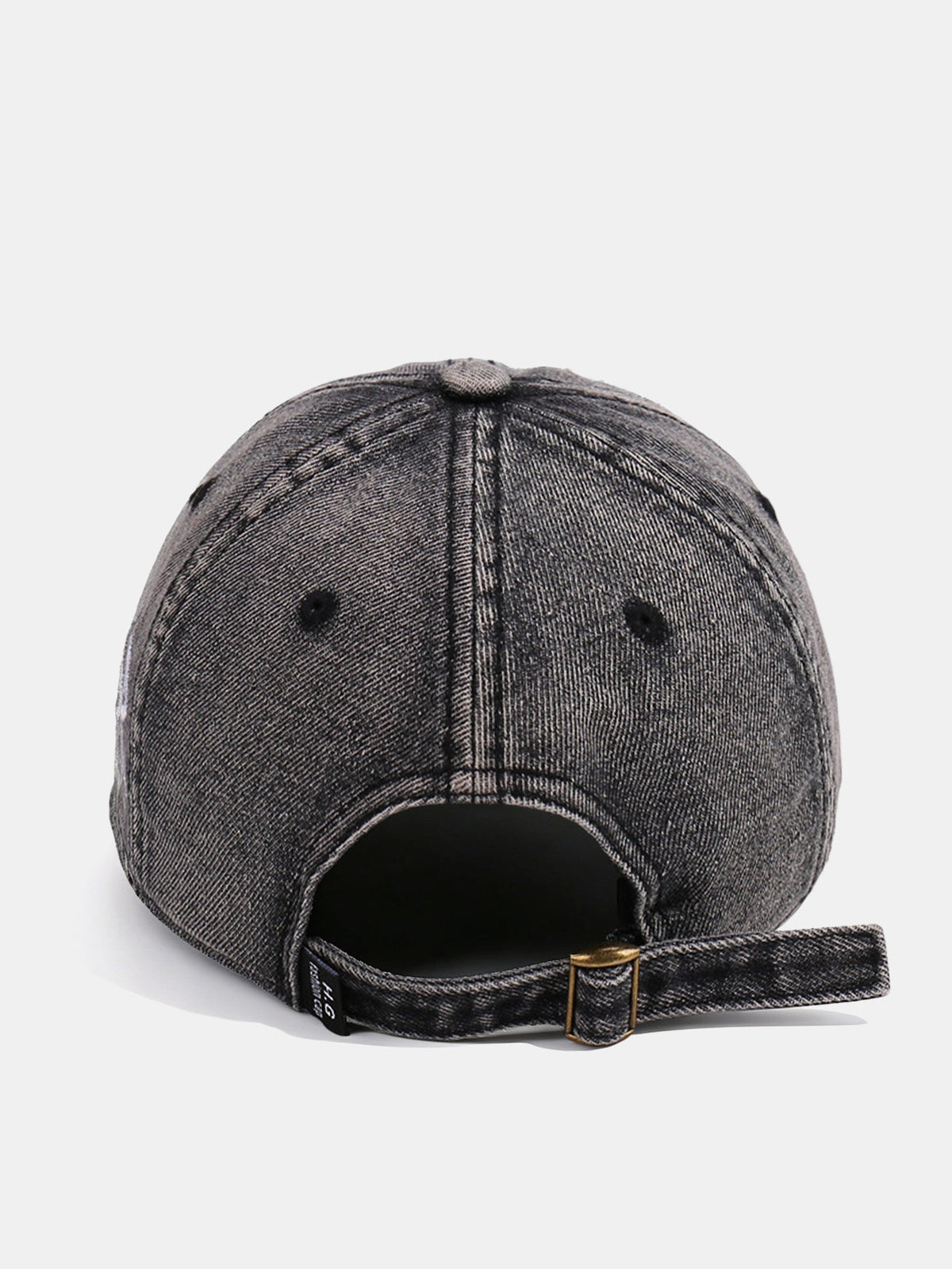 Gorra de mezclilla vintage con visera deshilachada y eslogan bordado «Nunca te rindas»