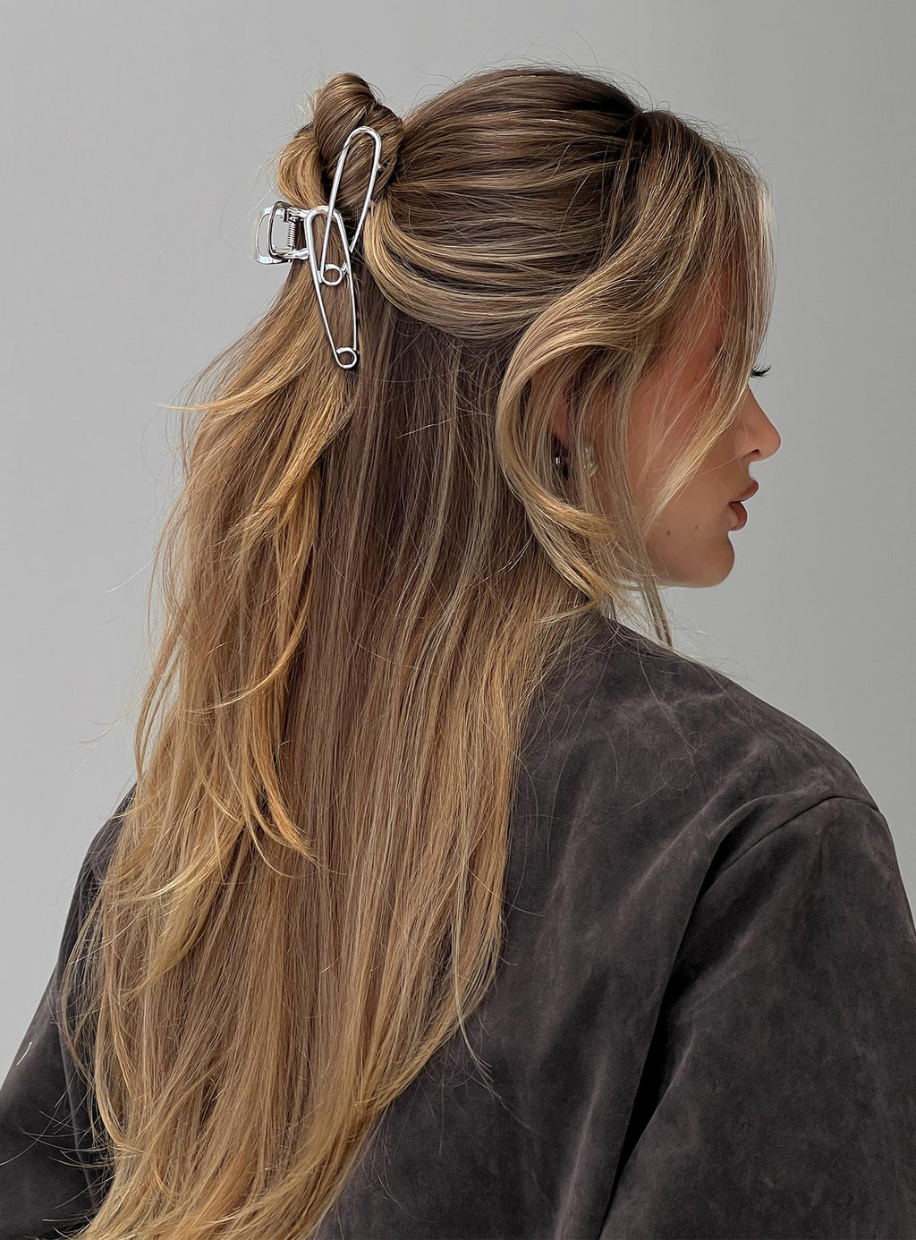 Pinza de pelo plateada elegante