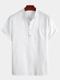 Camisa de hombre de color liso con cuello mao