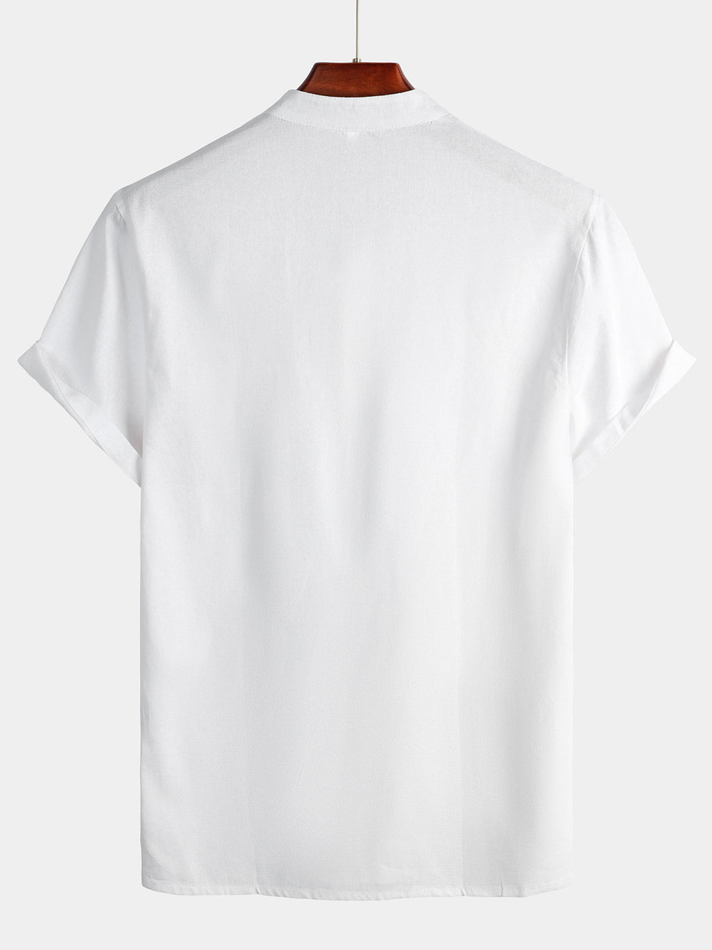 Camisa de hombre de color liso con cuello mao
