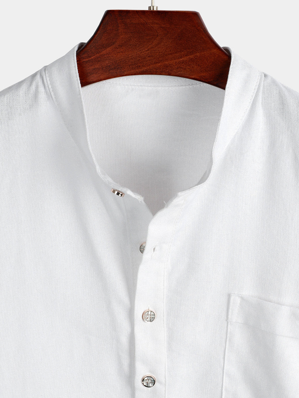 Camisa de hombre de color liso con cuello mao