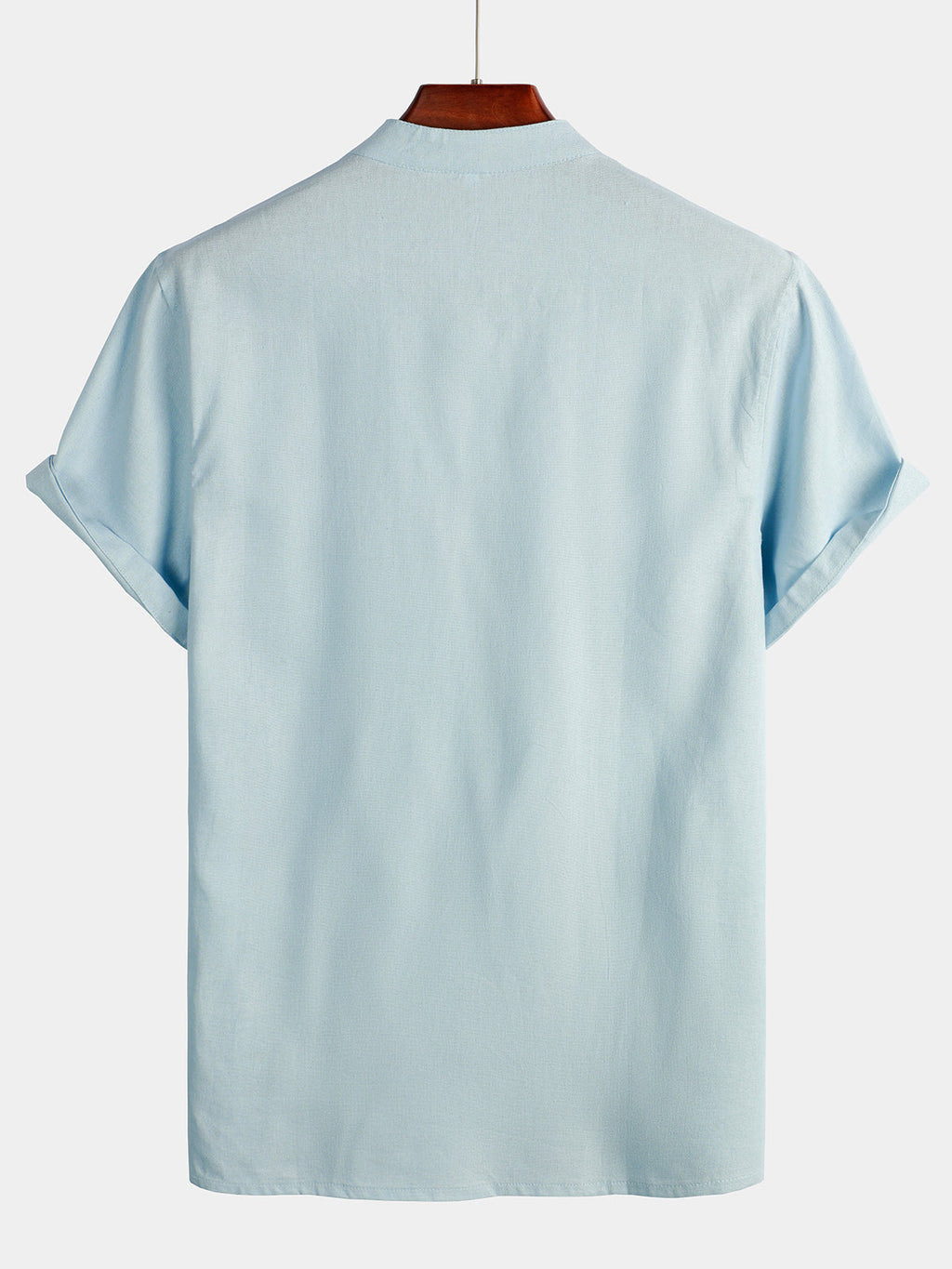 Camisa de hombre de color liso con cuello mao