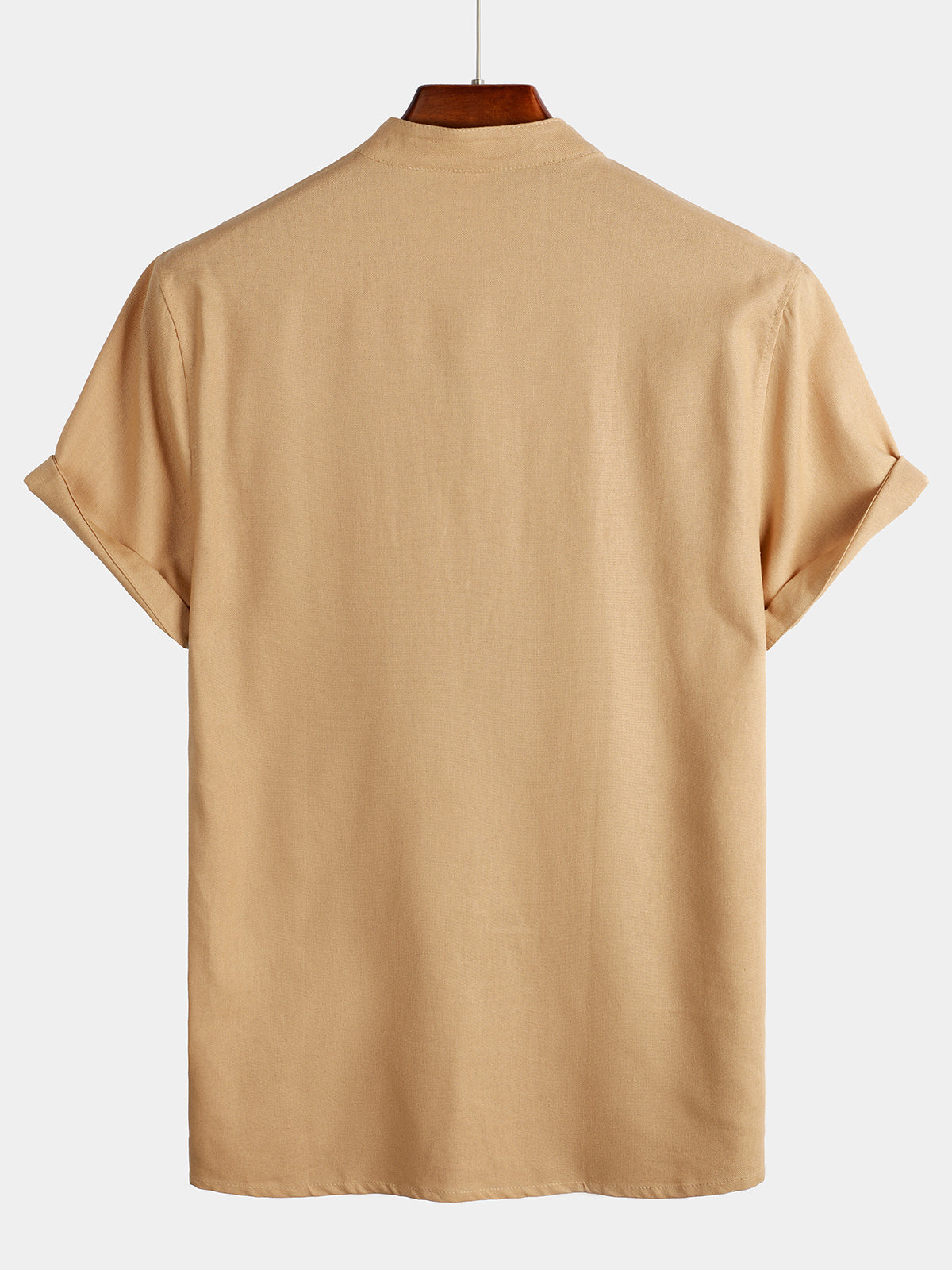 Camisa de hombre de color liso con cuello mao