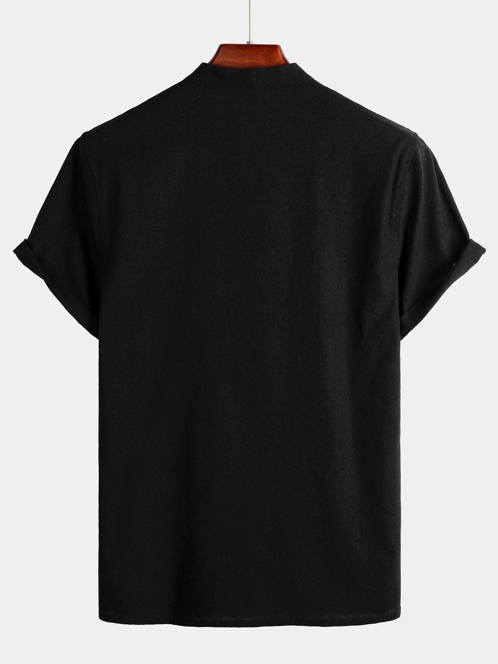 Camisa de hombre de color liso con cuello mao