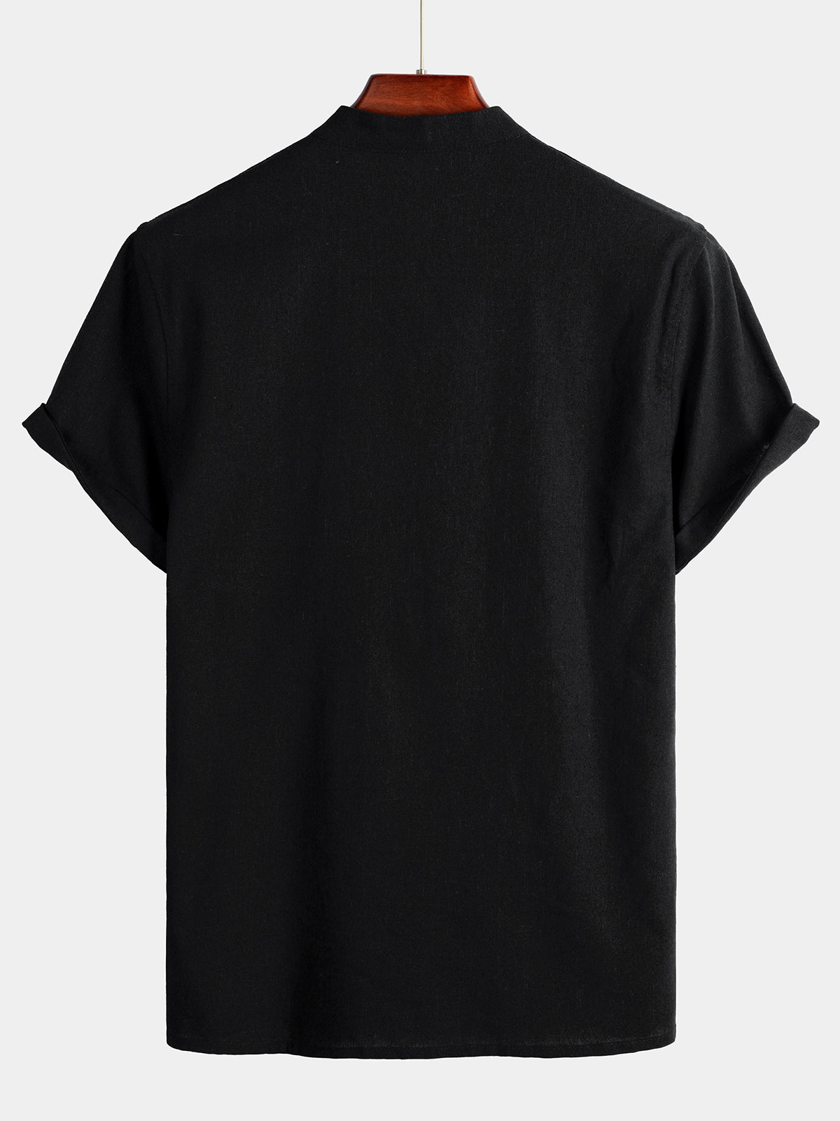 Camisa de hombre de color liso con cuello mao
