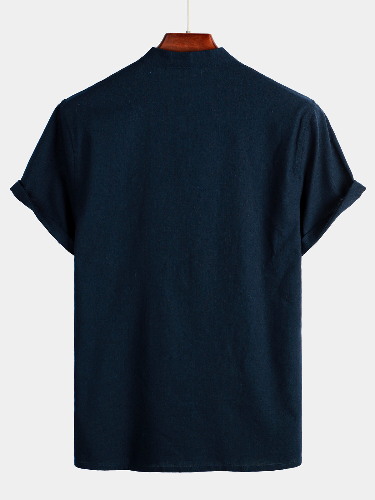 Camisa de hombre de color liso con cuello mao